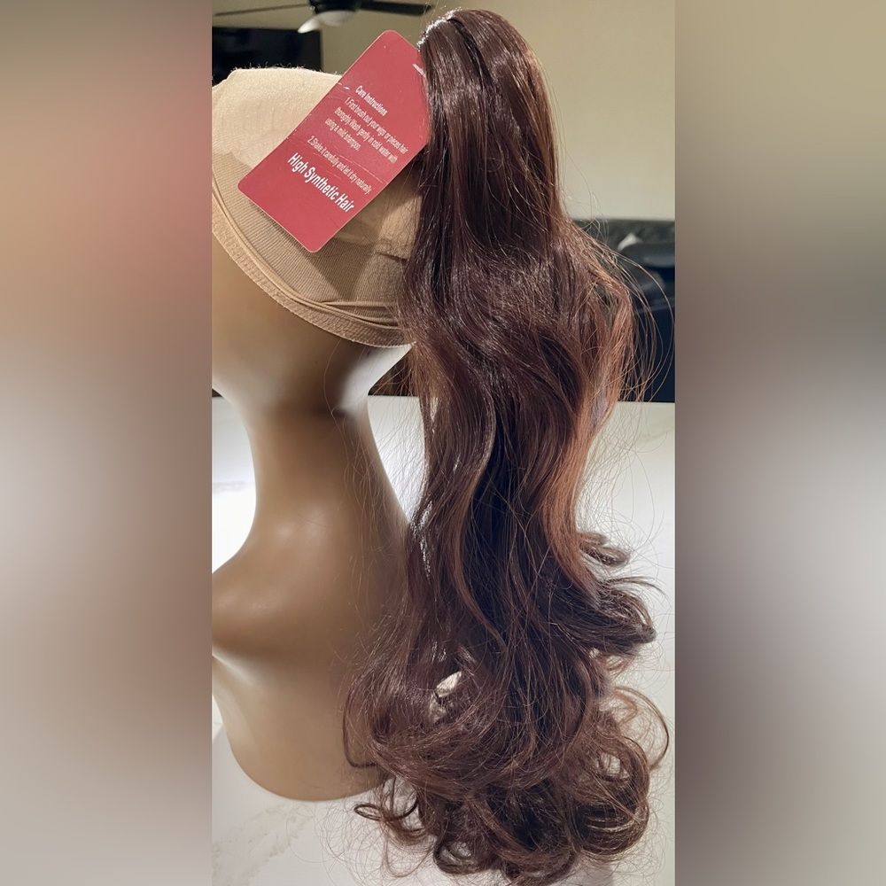HAIR, 24” Ponytail Clasp Extension, straight layered, Dark brown